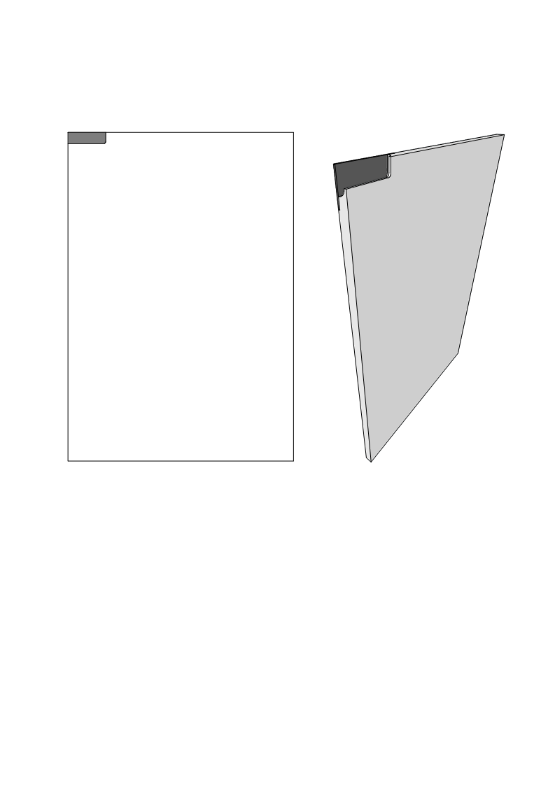 white door diagram showing a handle positioned 100mm from the top left corner
