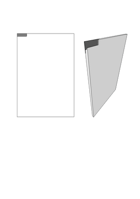 white door diagram showing a handle positioned 100mm from the top left corner