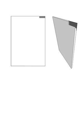 white door diagram showing a handle positioned 100mm from the top right