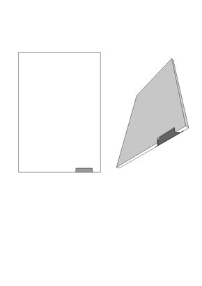 white diagram showing a 120mm bottom right handle position for a reclaimed barn wood doo