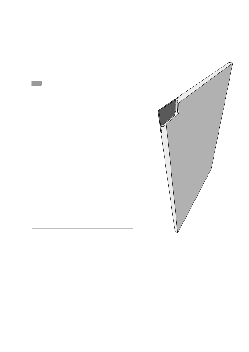 white door diagram showing a handle positioned 60mm from the top left corner