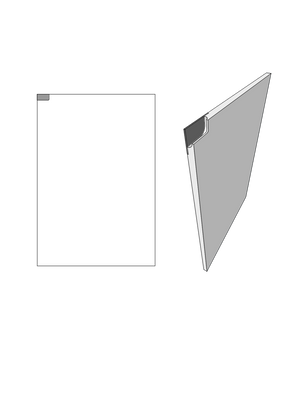 white door diagram showing a handle positioned 60mm from the top left corner