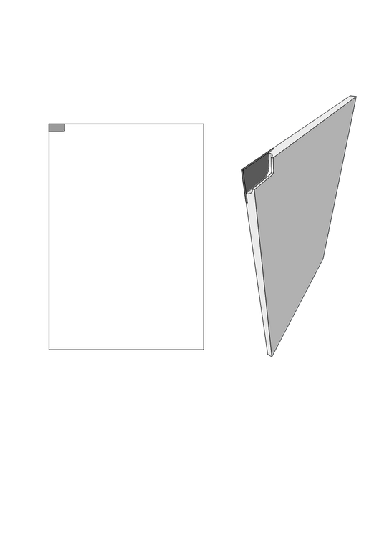 white door diagram showing a handle positioned 60mm from the top left corner