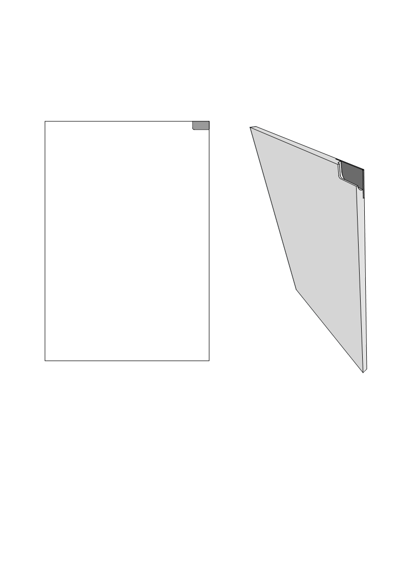 white door diagram showing a handle positioned 60mm from the top right corner