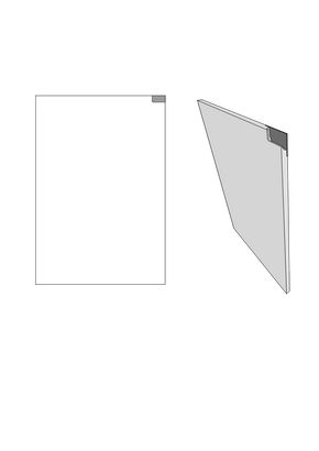 white door diagram showing a handle positioned 60mm from the top right corner