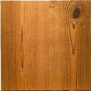 A square wood panel with a warm honey-brown finish and visible wood grain texture, centered on a plain white background.