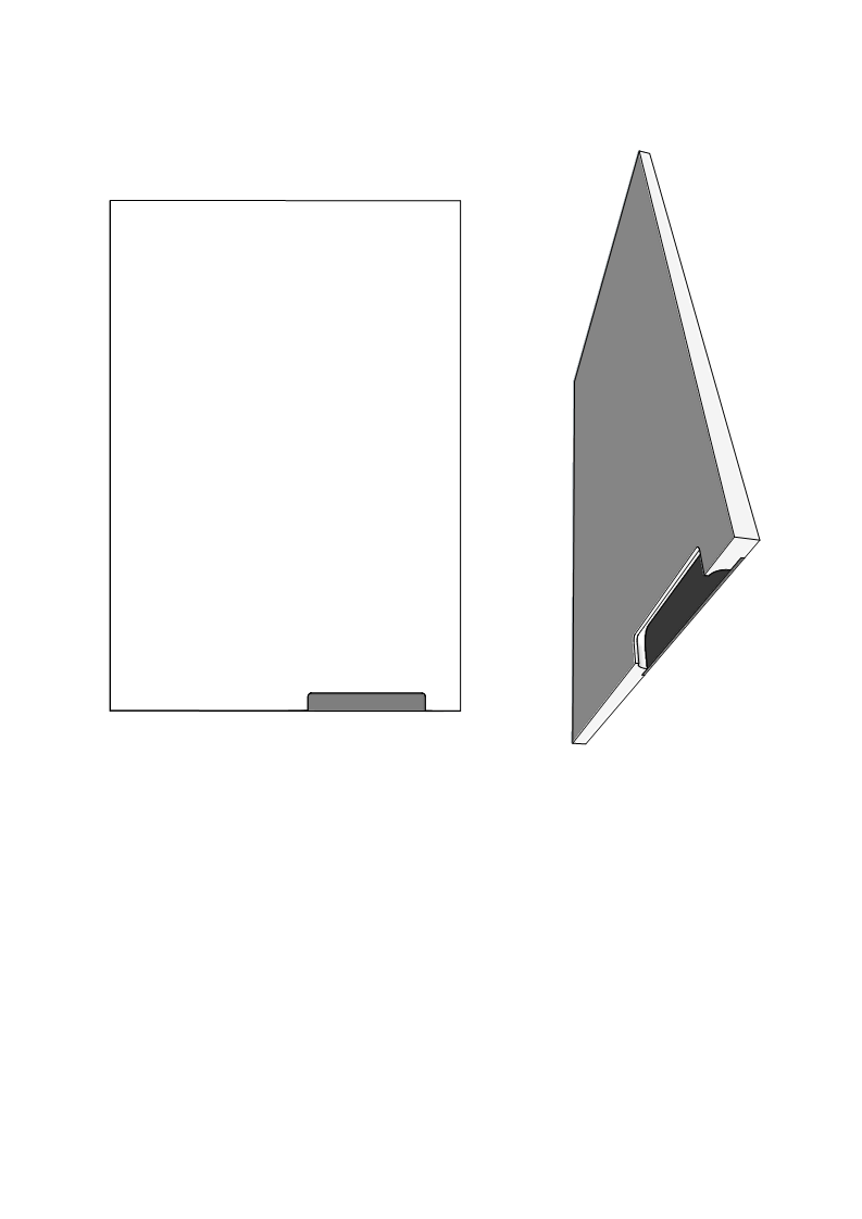 200mm handle recessed into bottom right of the door