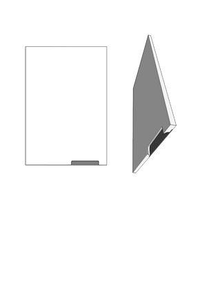 200mm handle recessed into bottom right of the door