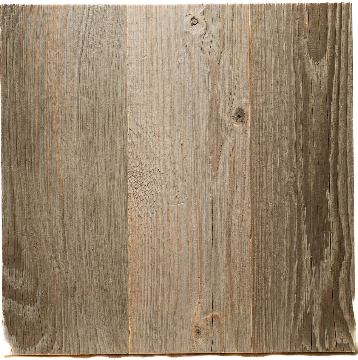 Engineered reclaimed wood sample in Grey finish