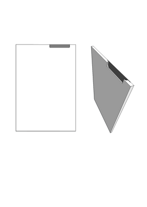 200mm handle recessed into top right of the door