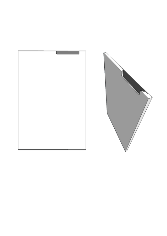 200mm handle recessed into top right of the door